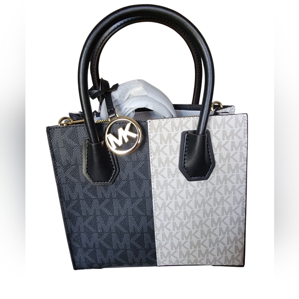 Michael Kors Two Tone Mercer Monogram Crossbody Bag NWT - Picture 2 of 6